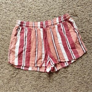Universal Thread Striped Linen Shorts Red and White Women's Casual Summer Sz M